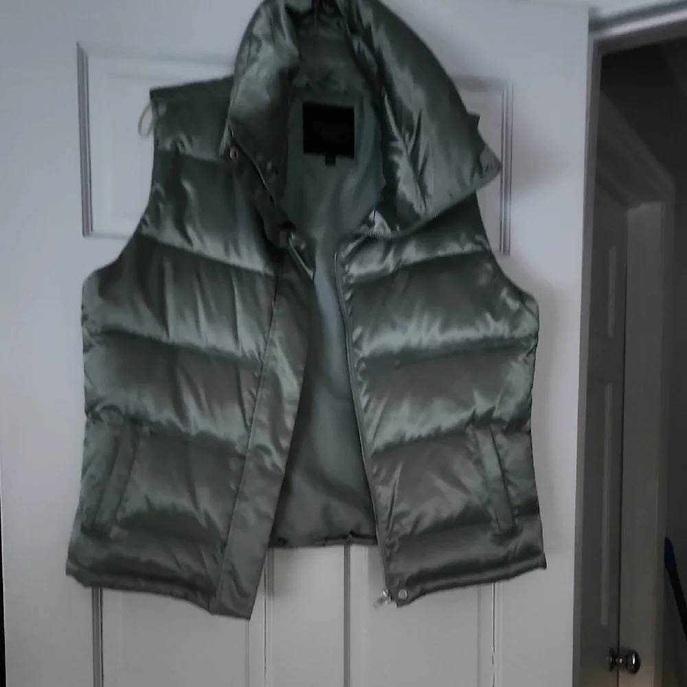 Talbots Shimmering Silver Puffer Vest - Picture 1 of 9